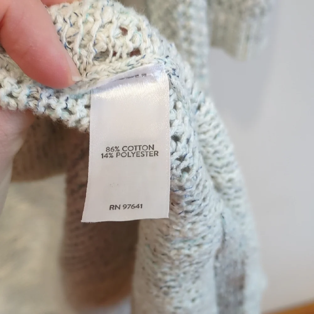 J.Jill Cotton Open Knit Spring Summer Beach Coastal Cardigan Gray Size XXL ECU